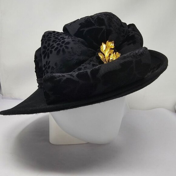 Mr Hi's Classic Vintage Black Wool Hat with Velour Band, Women's Small - Picture 2 of 9
